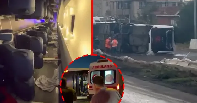 Büyükçekmece’de feci kaza! Servis otobüsü devrildi: 18 yaralı!