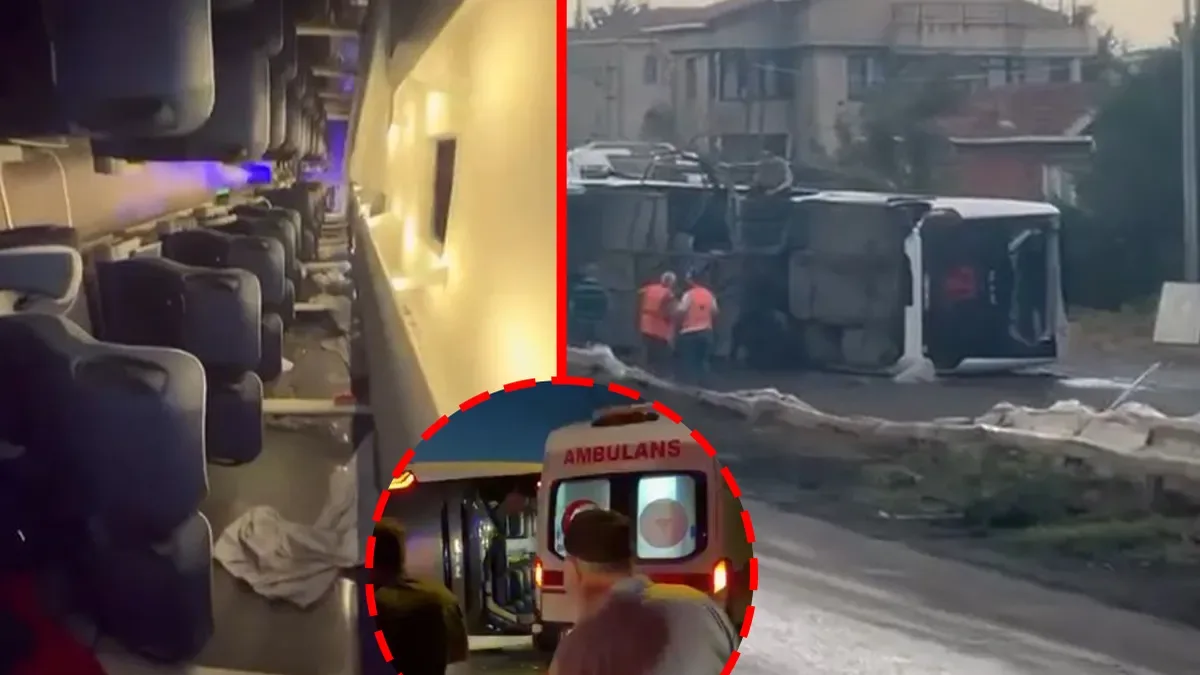 Büyükçekmece’de feci kaza! Servis otobüsü devrildi: 18 yaralı!