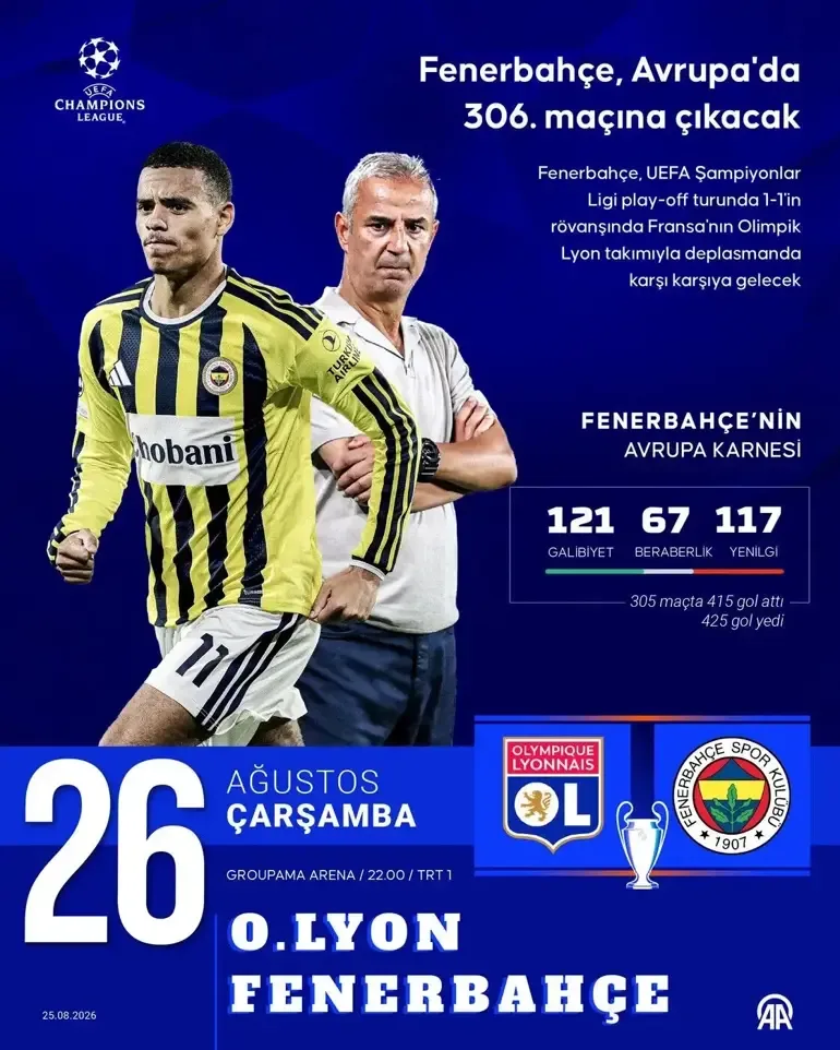 LYON FENERBAHÇE CANLI İZLE: Şampiyonlar Ligi Lyon Fenerbahçe Rövanç Maçı TRT 1 Canlı Yayınında! Kerem Aktür...